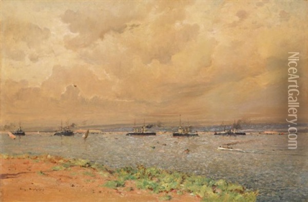 Paysage Maritime Oil Painting - Eugene F. A. Deshayes