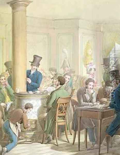 The Cafe de Commerce from Tableau de Paris Oil Painting - George Emmanuel Opitz