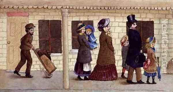 On the Station Platform, Addiscombe, 1883 Oil Painting - Rosa Petherick