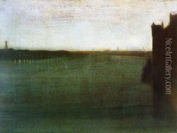 Nocturne: Grey and Gold - Westminster Bridge Oil Painting - James Abbott McNeill Whistler