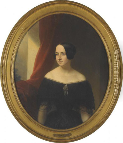 Portrait De La Comtesse De Durfort Oil Painting - Charles Gomien
