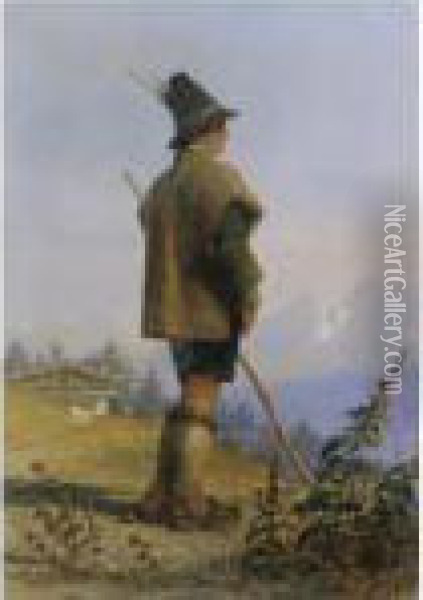 Tyrolese Shepherd; At Procida Oil Painting - Carl Haag