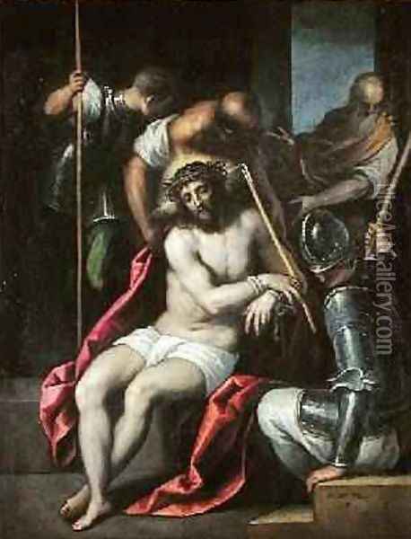 The Crowning with Thorns, before 1624 Oil Painting - Palma Vecchio (Jacopo Negretti)