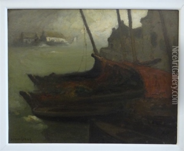 Barque A Saint Cado, Circa 1905 Oil Painting - Louis Marie Desire-Lucas