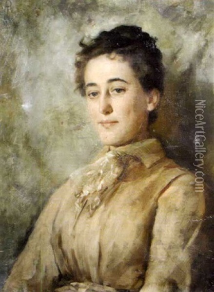Portrait Of A Lady Oil Painting - Anne J. Pertz