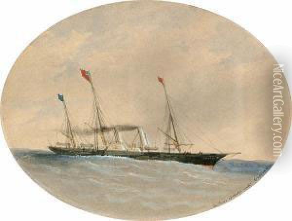 The Prince Of Wales's Yacht 'osborne' Oil Painting - Sir Oswald Walter Brierly