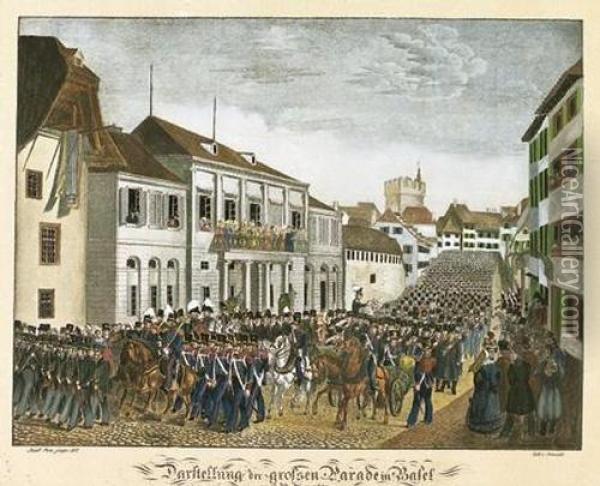 Darstellung Der Grossen Parade In Basel/am 13ten Merz 1831 Oil Painting - Jakob Senn