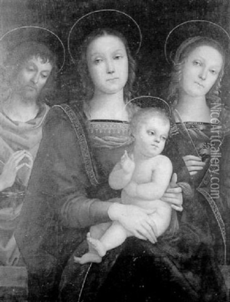 The Madonna And Child With Saints John And Catherine Oil Painting - Pietro Perugino