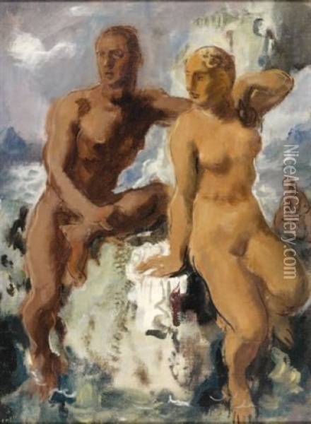 Triton Et Nereide Oil Painting - Alexander Evgenievich Iacovleff