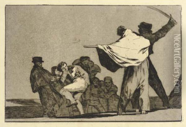 Dos A Uno Oil Painting - Francisco De Goya y Lucientes