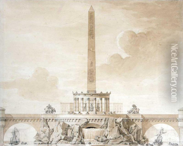 Design For The Obelisk At Pont Neuf Oil Painting - Francois Joseph Bellanger