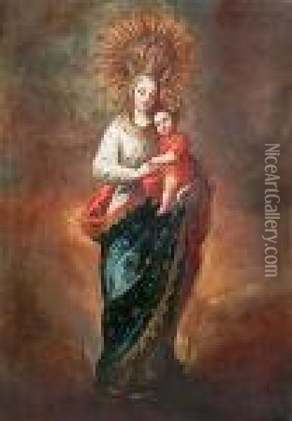 Virgen Con Nino Oil Painting - Ricardo Villodas Y De La Torre