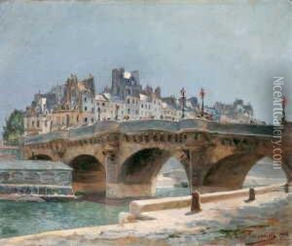 Die Pont-neuf In Paris Im Jahr
 1900. Oil Painting - Louis Anatole Toussaint