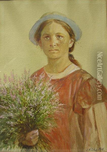 Portrait Von Der Tochter Des Kunstlers Oil Painting - Jacob Nobbe