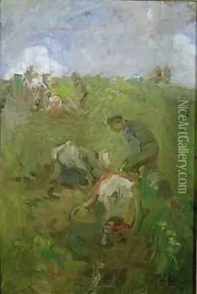 Fieldworkers Oil Painting - Robert Brough