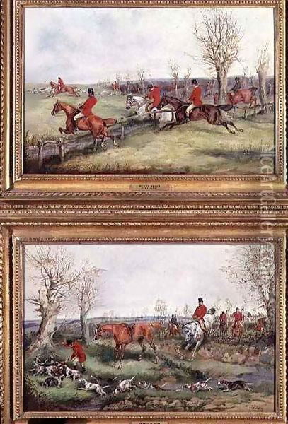 Pair of Hunting Scenes Oil Painting - Henry Thomas Alken