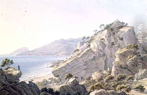 View of the Crimean coast near Oreanda, 1834 Oil Painting - Nikanor Grigorevich Chernetsov