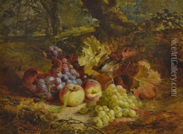 Stillleben Mit Fruchten Auf Dem Waldboden Und Einem Vogelchen Oil Painting - Joseph Denovan Adam