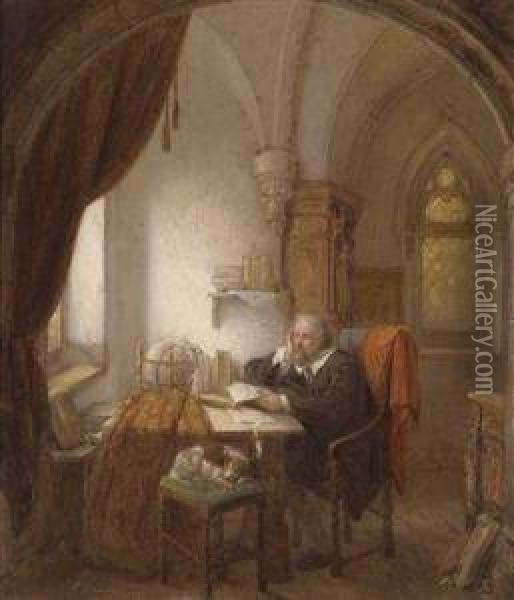 The Scholar Oil Painting - George Harvey