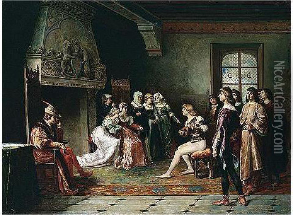 Un Trovador (trovador) Oil Painting - Francisco Jover Casanova