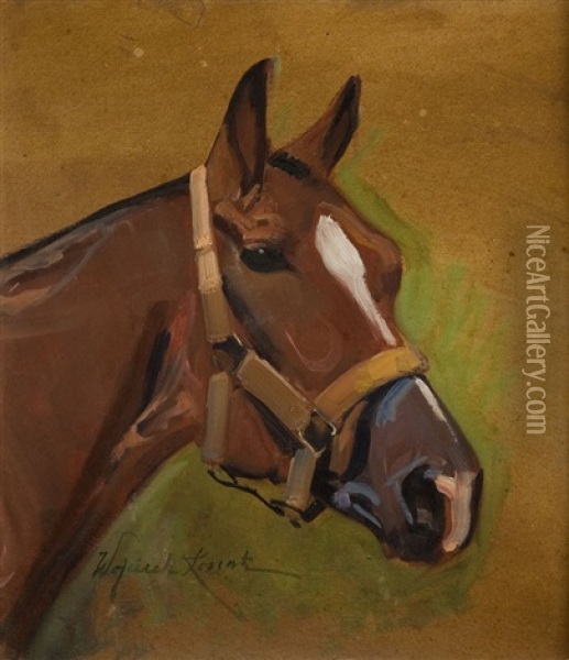 Horse Head Oil Painting - Woiciech (Aldabert) Ritter von Kossak