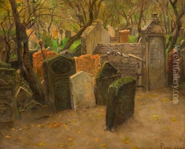 Zidovsky Hobitov V Praze Oil Painting - Emmanuel Bachrach-Baree