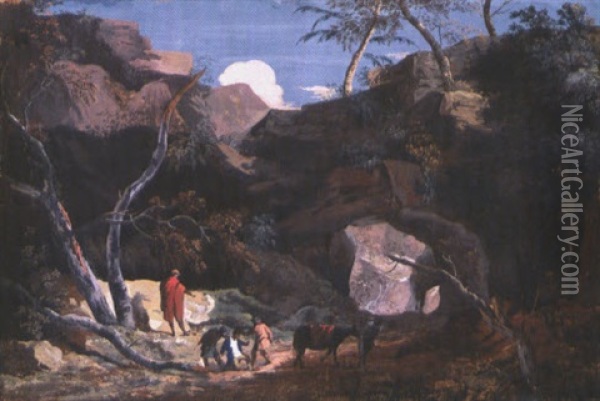 Capriccio Con Veduta Di Una Baia (+ Capriccio Con Assalto Dei Briganti; Pair) Oil Painting - Marco Ricci