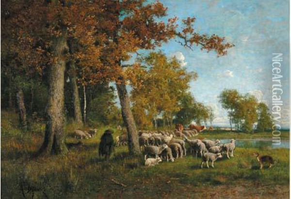 Patre Et Ses Moutons Oil Painting - Alexandre Defaux