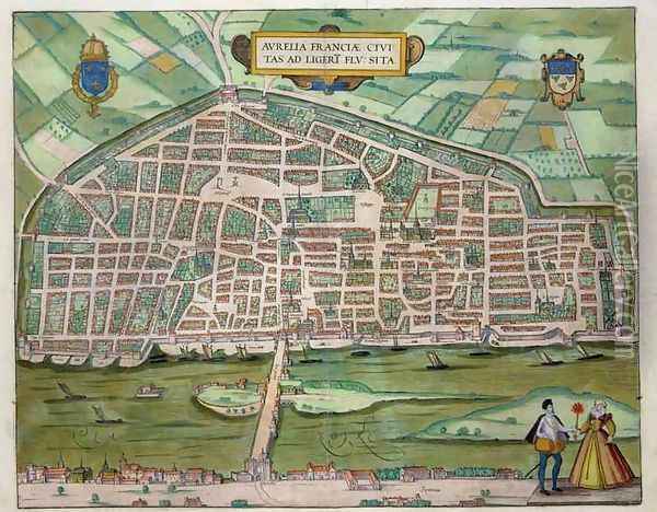 Map of Aurelia from Civitates Orbis Terrarum Oil Painting - Joris Hoefnagel