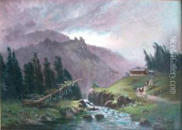  Paysage De Montagne  Oil Painting - Claudius Seignol