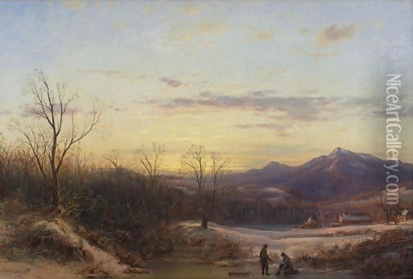 Winter In New York Oil Painting - Dewitt Clinton Boutelle
