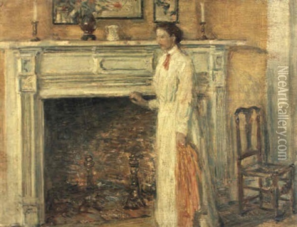 The Mantle Piece Oil Painting - Childe Hassam