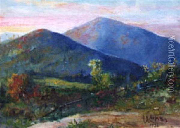 Mountain In Early Autumn Oil Painting - Delbert Dana Coombs