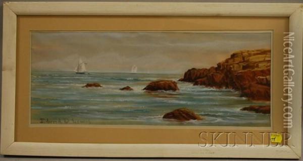 Sailboats Along Rocky Coast Oil Painting - Edmund Darch Lewis