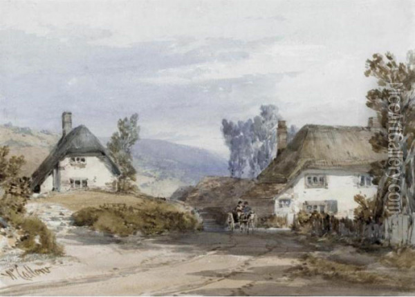 A Farmstead On The Isle Of Wight Oil Painting - William Callow