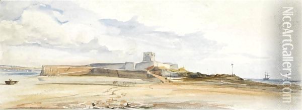 Fort St. Aubins, Jersey Oil Painting - Thomas Shotter Boys