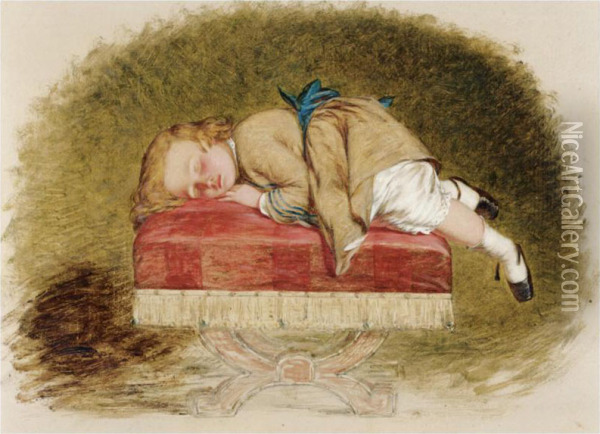 Exhausted Oil Painting - Henry Le Jeune