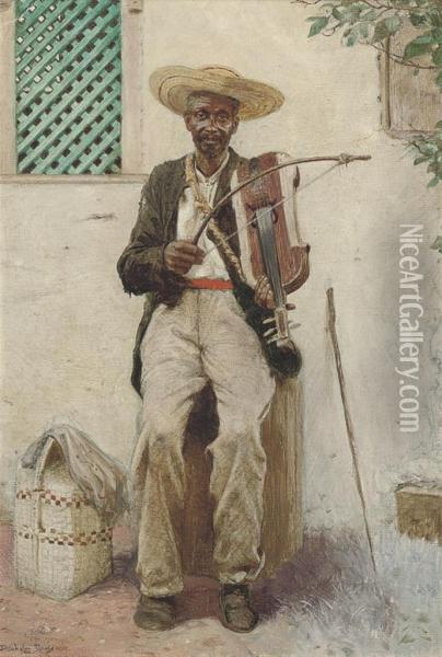A Street Musician, South America Oil Painting - Noel Denholm Davis
