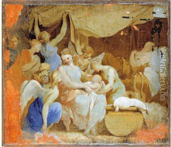 La Naissance De La Vierge Oil Painting - Lubin Baugin
