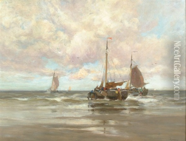 Dutch Sailing Vessels Oil Painting - Charles Paul Gruppe