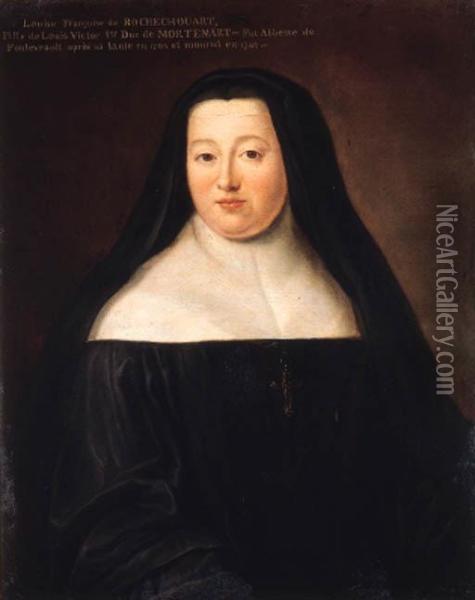 Portrait Of Abbess Louise Francoise De Rochechouart, Half-length,in A Wimple Oil Painting - Nicolas de Largillierre