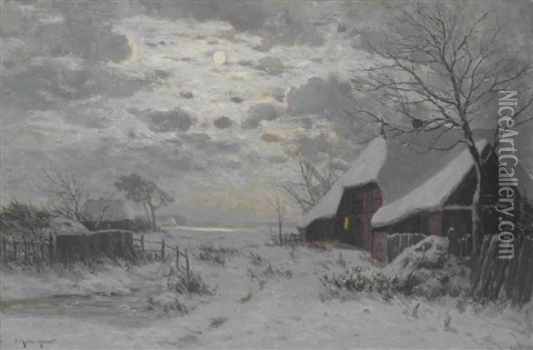 Winterliche Dorflandschaft Oil Painting - Paul Mueller-Kaempff