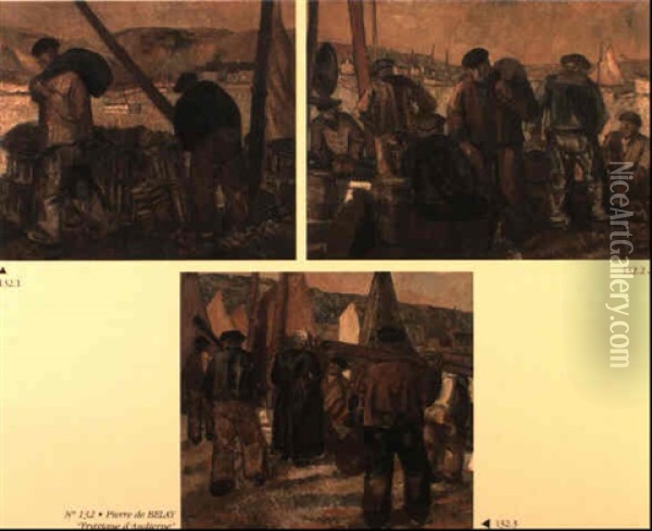 Scenes De La Vie Des Marins D'audierne Oil Painting - Pierre De Belay