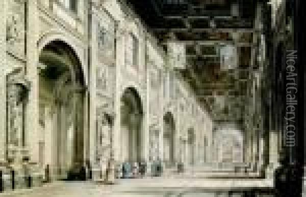 L'interno Di San Giovanni In Laterano Oil Painting - Jean Antoine Constantin D'Aix