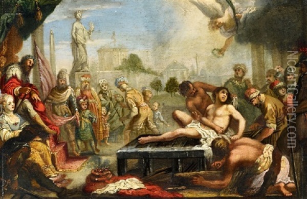 The Martyrdom Of Saint Laurence Oil Painting - Claude Vignon