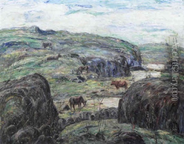 Mountain Grazing Oil Painting - Ernest Lawson