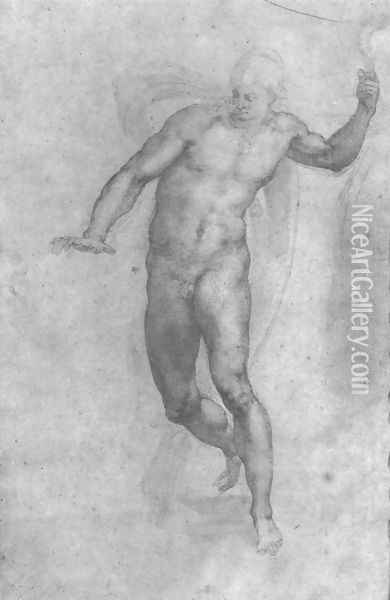 Study For A Risen Christ Oil Painting - Michelangelo Buonarroti
