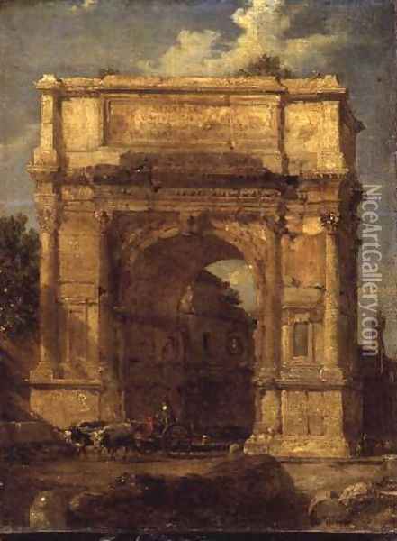The Arch of Titus Oil Painting - Hubert Robert