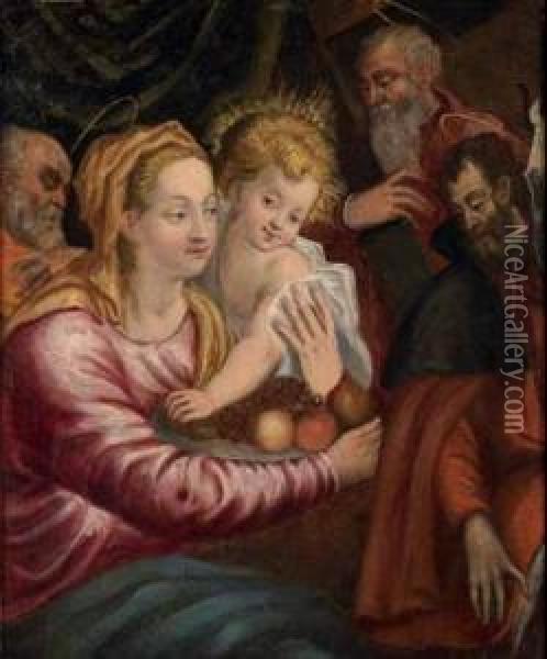 Madonna Con Bambino Oil Painting - Luca Mombello