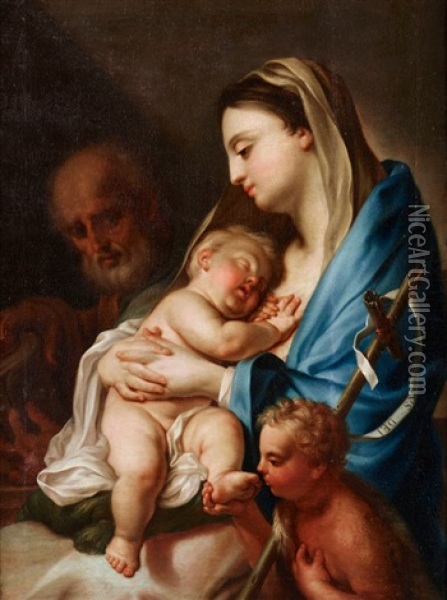 Die Heilige Familie Mit Dem Johannesknaben Oil Painting - Francesco Trevisani